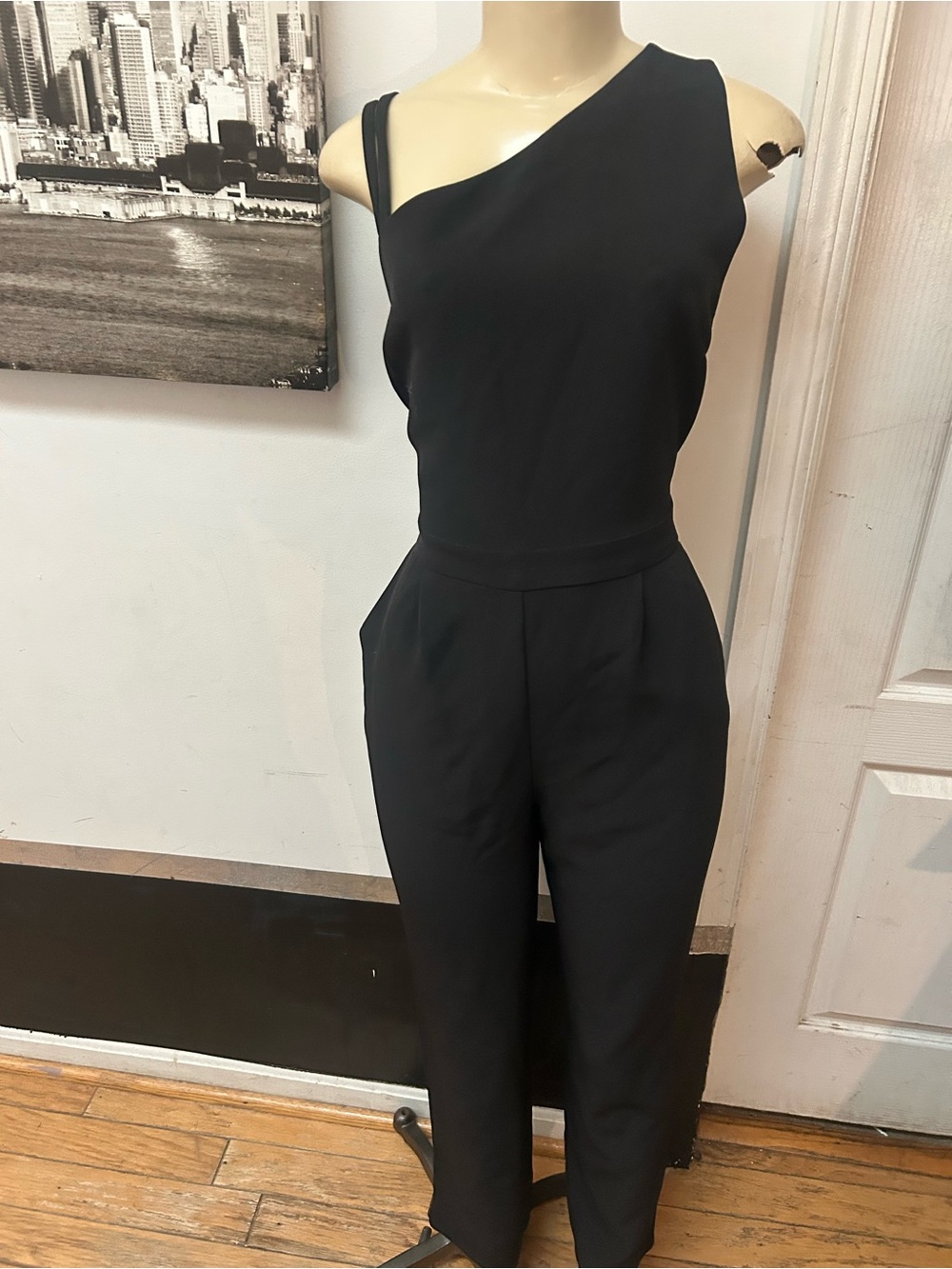 Forever 21 Black One-Shoulder Tailored Jumpsuit